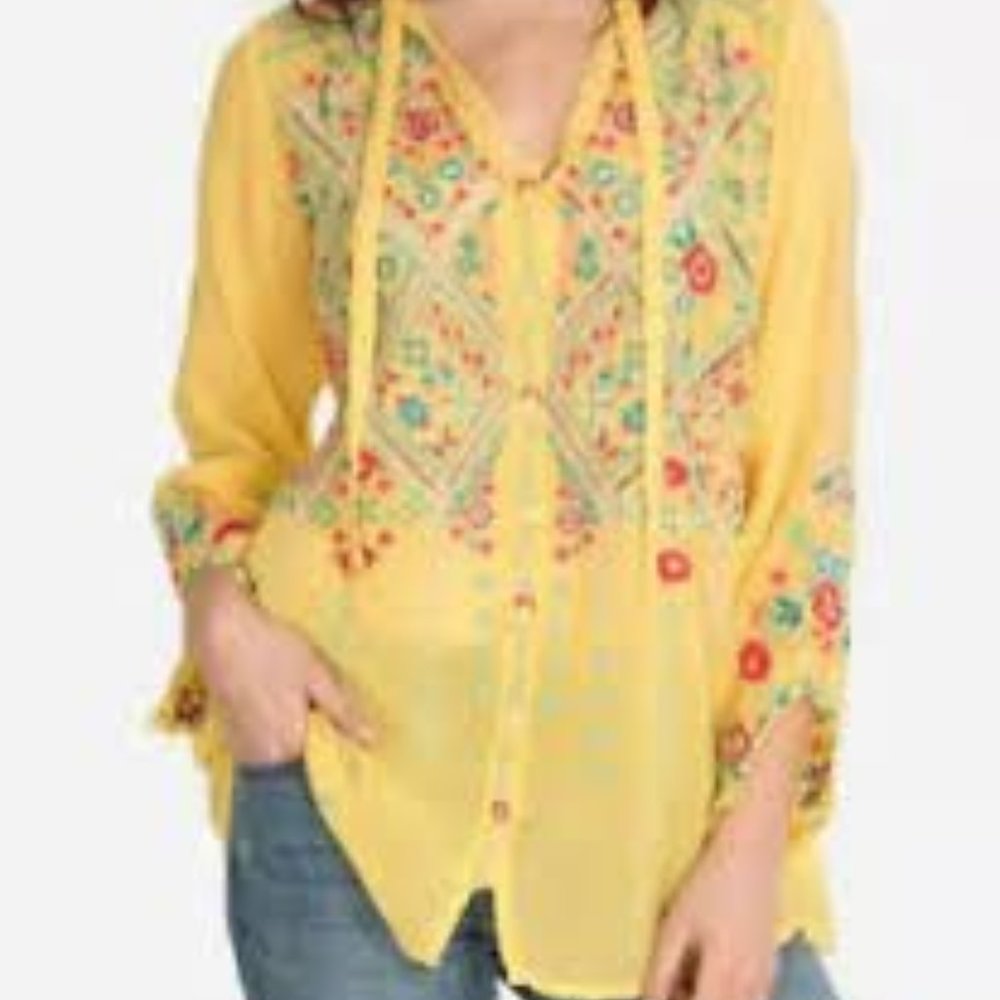 Johnny Was Yelow Arges Blouse
